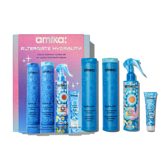 Amika Alternate Hydrality Kit - Hydro Rush Shampoo 9.2oz Hydro Rush Conditioner 9.2oz Hydro Rush Leave In Conditioner 6.7oz Dream Routine Overnight Treatment 1oz