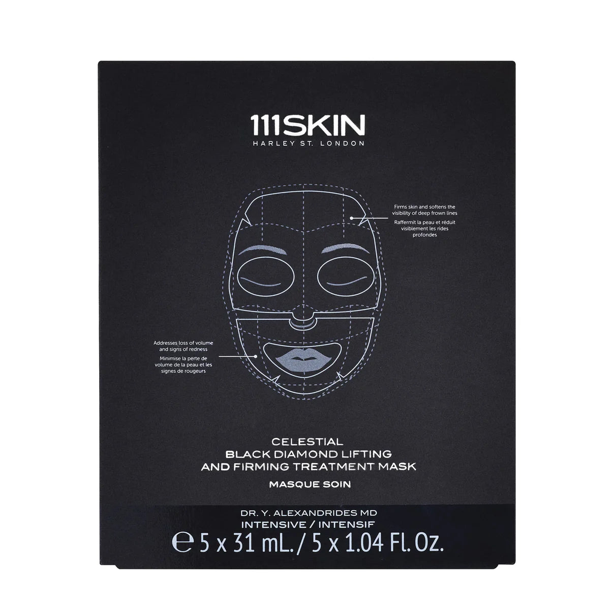 111SKIN Celestial Black Diamond Lifting and Firming Treatment Mask Box for skin tightening and rejuvenation