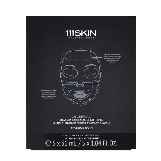 111SKIN Celestial Black Diamond Lifting and Firming Treatment Mask Box for skin tightening and rejuvenation