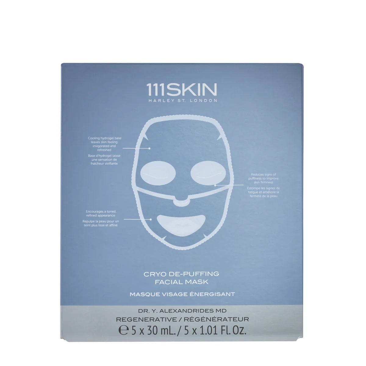111SKIN Cryo De-Puffing Facial Mask Set Box for soothing, refreshing, and reducing facial puffiness