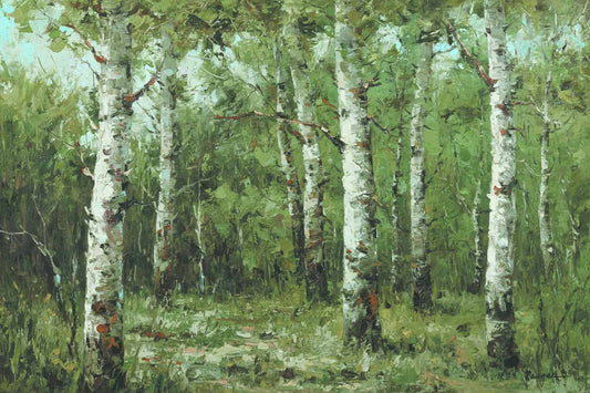 Original Oil Painting of Birch Trees