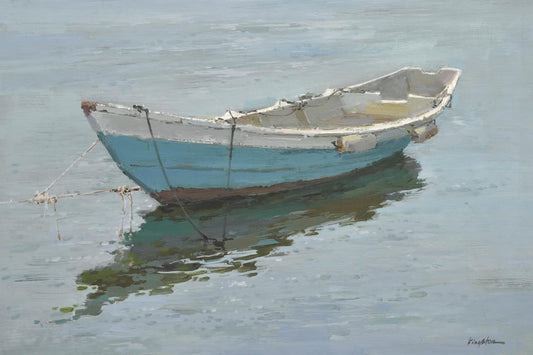 Original Oil Painting of Blue Boat