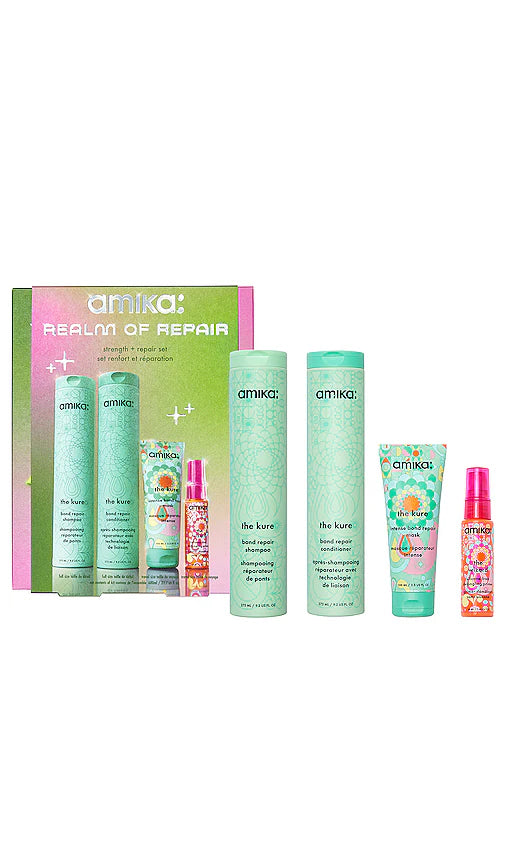 Amika Realm Of Repair Kit - The Kure Shampoo 9.2oz The Kure Conditioner 9.2oz The Kure Mask 3.3oz The Wizard Primer 1oz