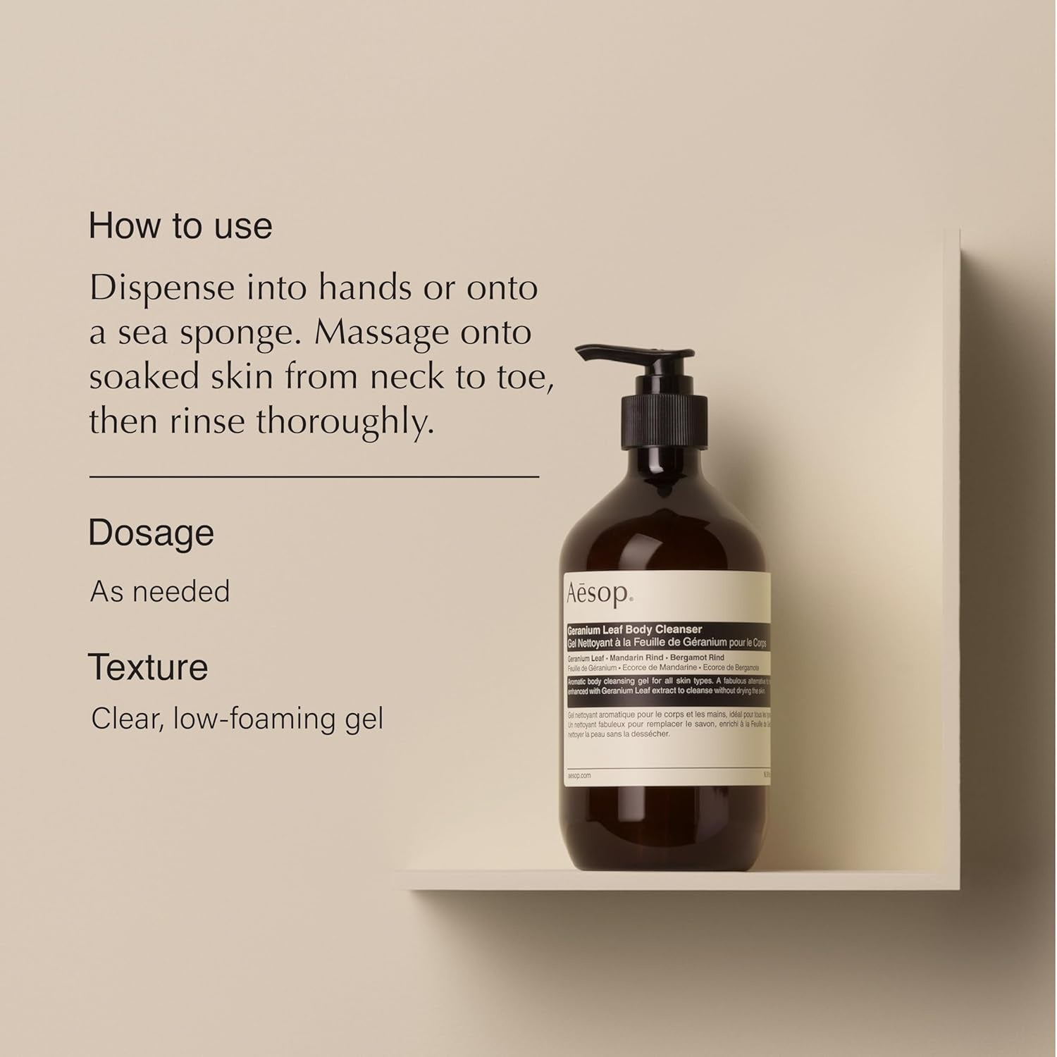 Aesop Geranium Leaf Body Cleanser 500 mL - How to Use