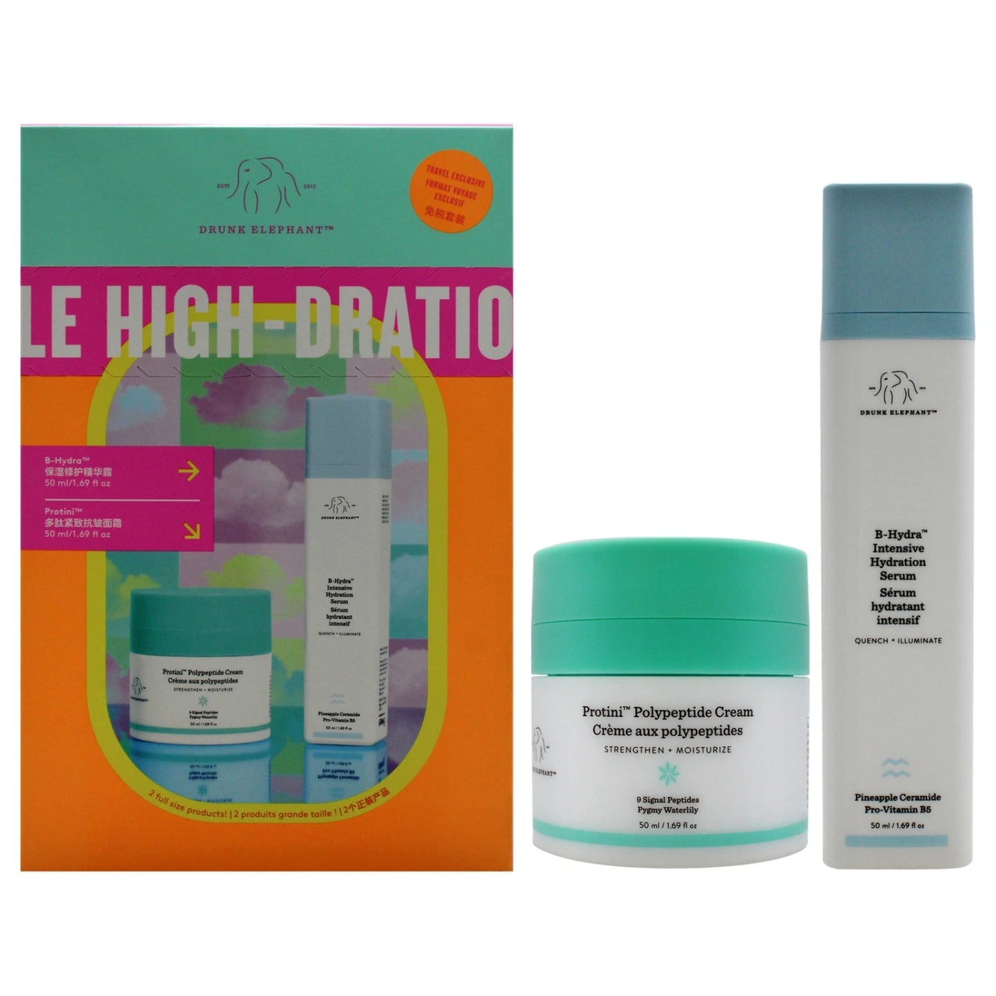 Drunk Elephant The Mile High-Dration Club: Protini Cream - 50 mL + B-Hydra - 50 mL