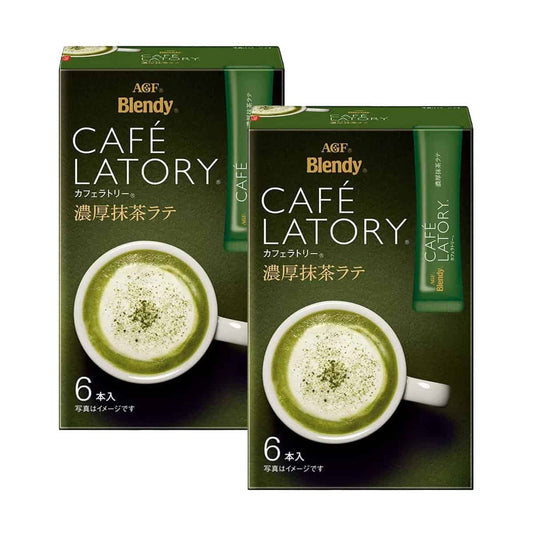 AGF Blendy Cafe Latory Matcha Green Tea Latte Powder 6 Sticks x 2 Boxes