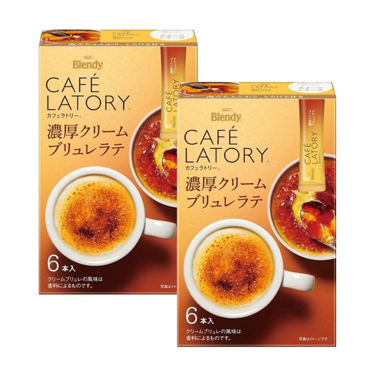 AGF Blendy Cafe Latory Rich Cream Brulee Latte 6 Sticks x 2 Boxes – Decadent & Smooth