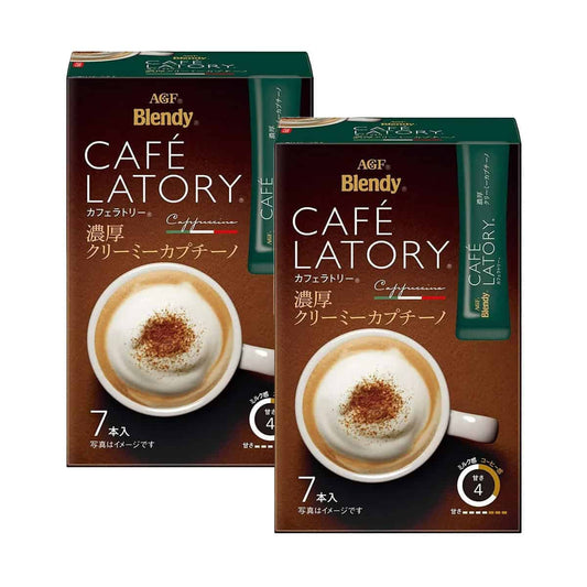 AGF Blendy Cafe Latory Rich Creamy Cappuccino 7 Sticks x 2 Boxes – Smooth & Bold Flavor