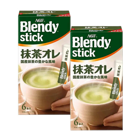 AGF Blendy Stick Matcha Au Lait Green Tea Latte 6 Sticks x 2 Boxes – Creamy & Refreshing