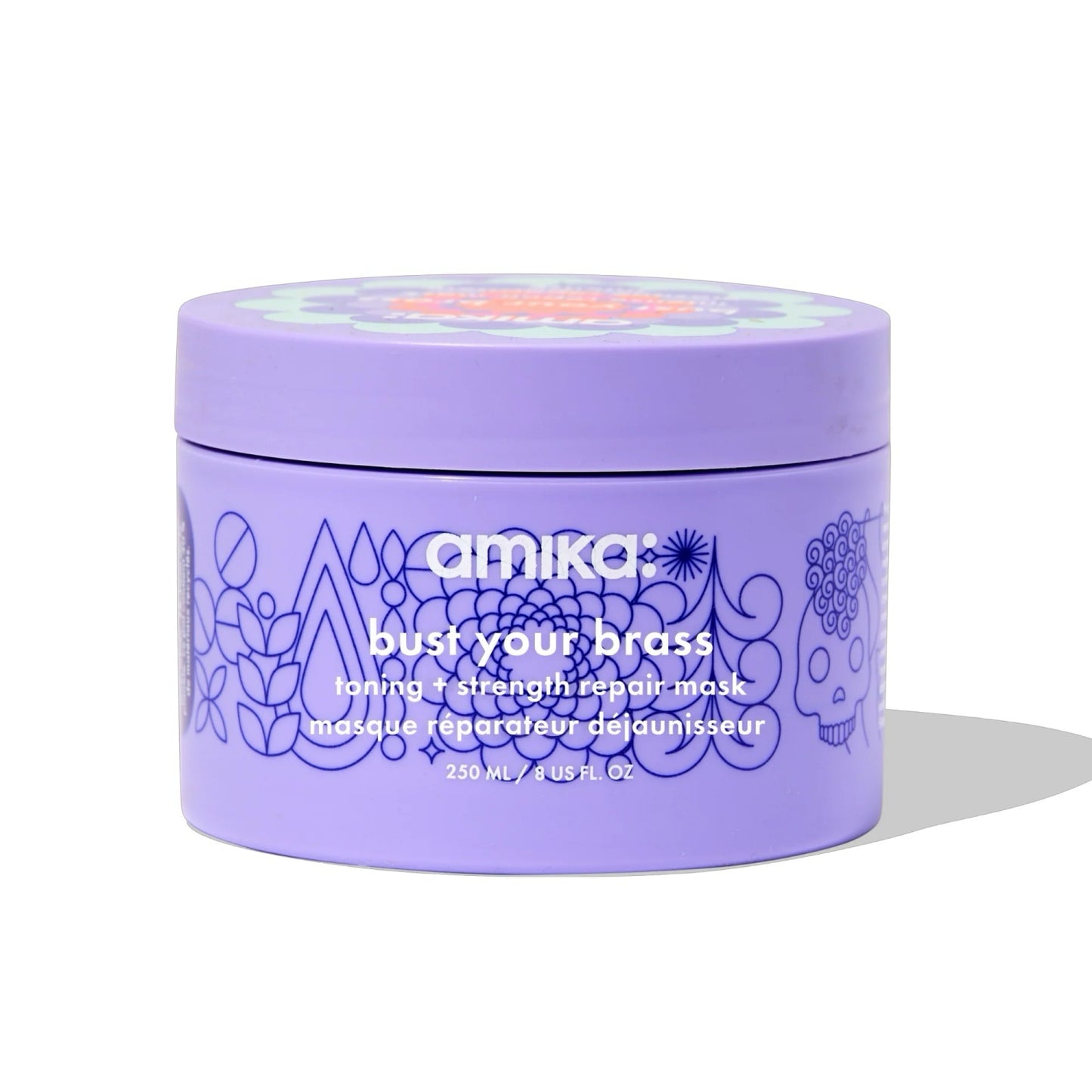 Amika Bust Your Brass Toning + Repair Mask 8 oz – tone neutralizer & strength
