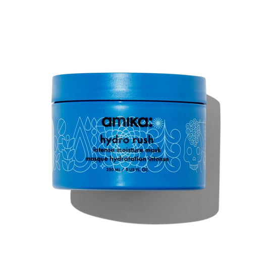 Amika Hydro Rush Intense Moisture Hair Mask 8 oz – deep hydration with hyaluronic acid