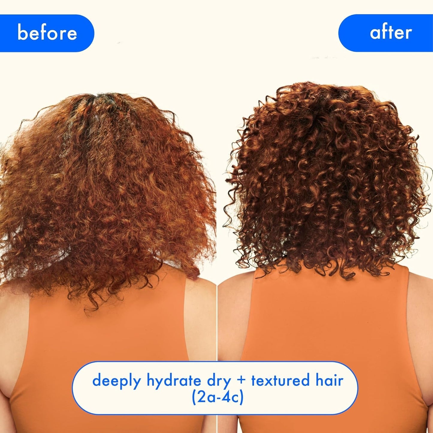 Amika Hydro Rush Hair Mask before and after hydrated hair results