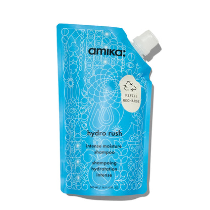 Amika Hydro Rush Shampoo 16.9 oz – hydrating shampoo for dry hair.
