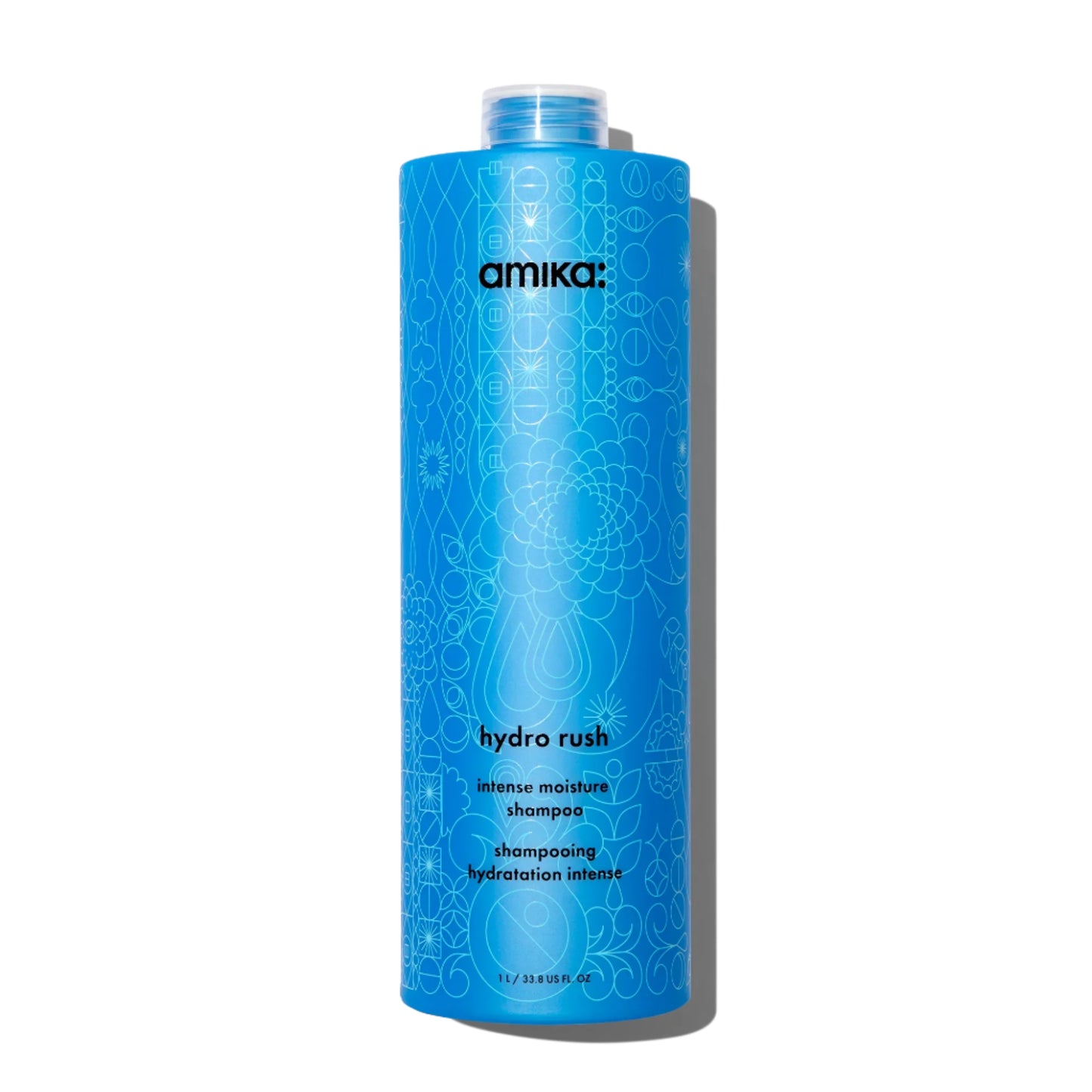 Amika Hydro Rush Shampoo 33.8 oz – intense moisture for dry hair.