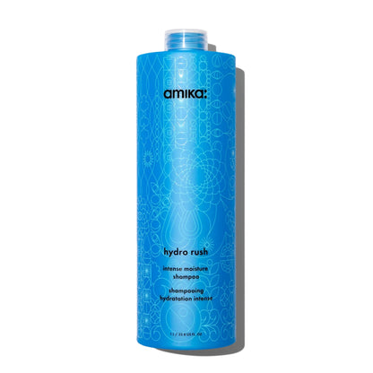 Amika Hydro Rush Shampoo 33.8 oz – intense moisture for dry hair.