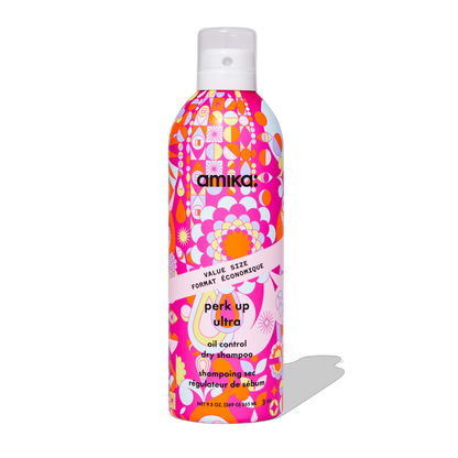 Bottle of Amika Perk Up Ultra Oil Control Dry Shampoo for oil control and fresh hair.