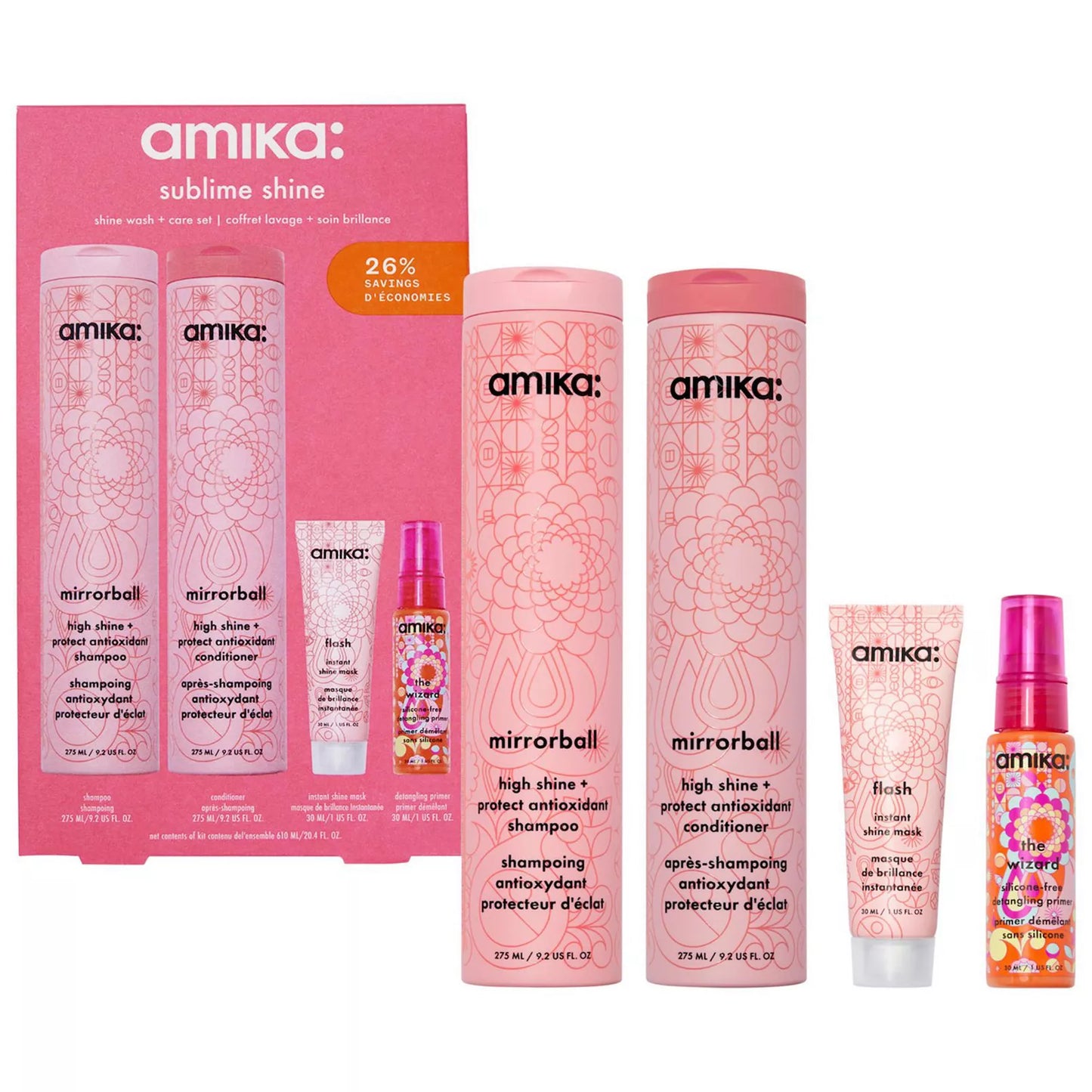 Amika Sublime Shine Wash + Care Hair Set ($72 value) for smoothing and adding shine to hair