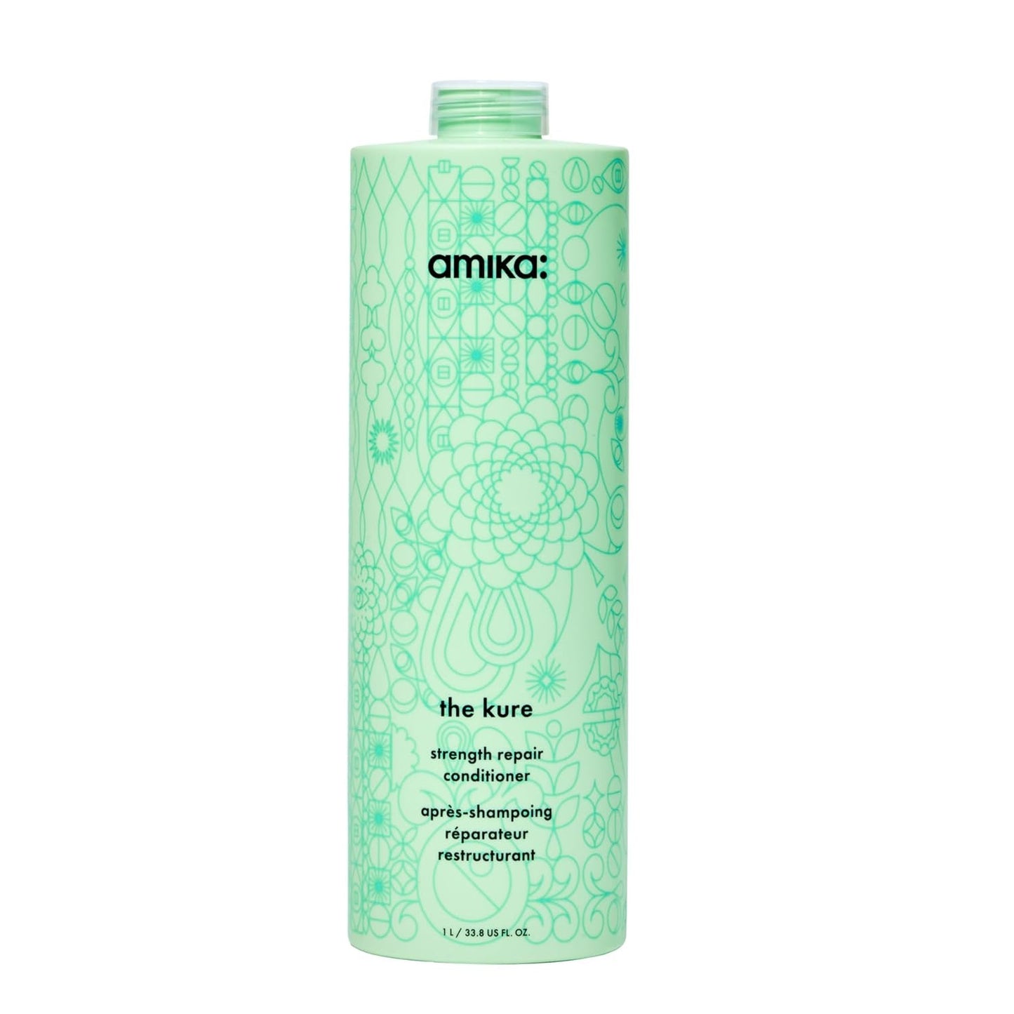 Amika The Kure Repair Conditioner 33.8 oz – deep repair and strength for damaged hair.