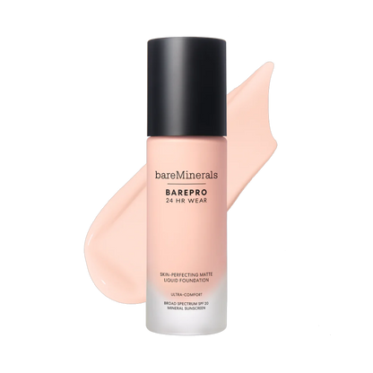 BareMinerals BarePro 24HR Wear Skin Perfecting Matte Liquid Foundation with Mineral SPF 20 for long-lasting matte coverage