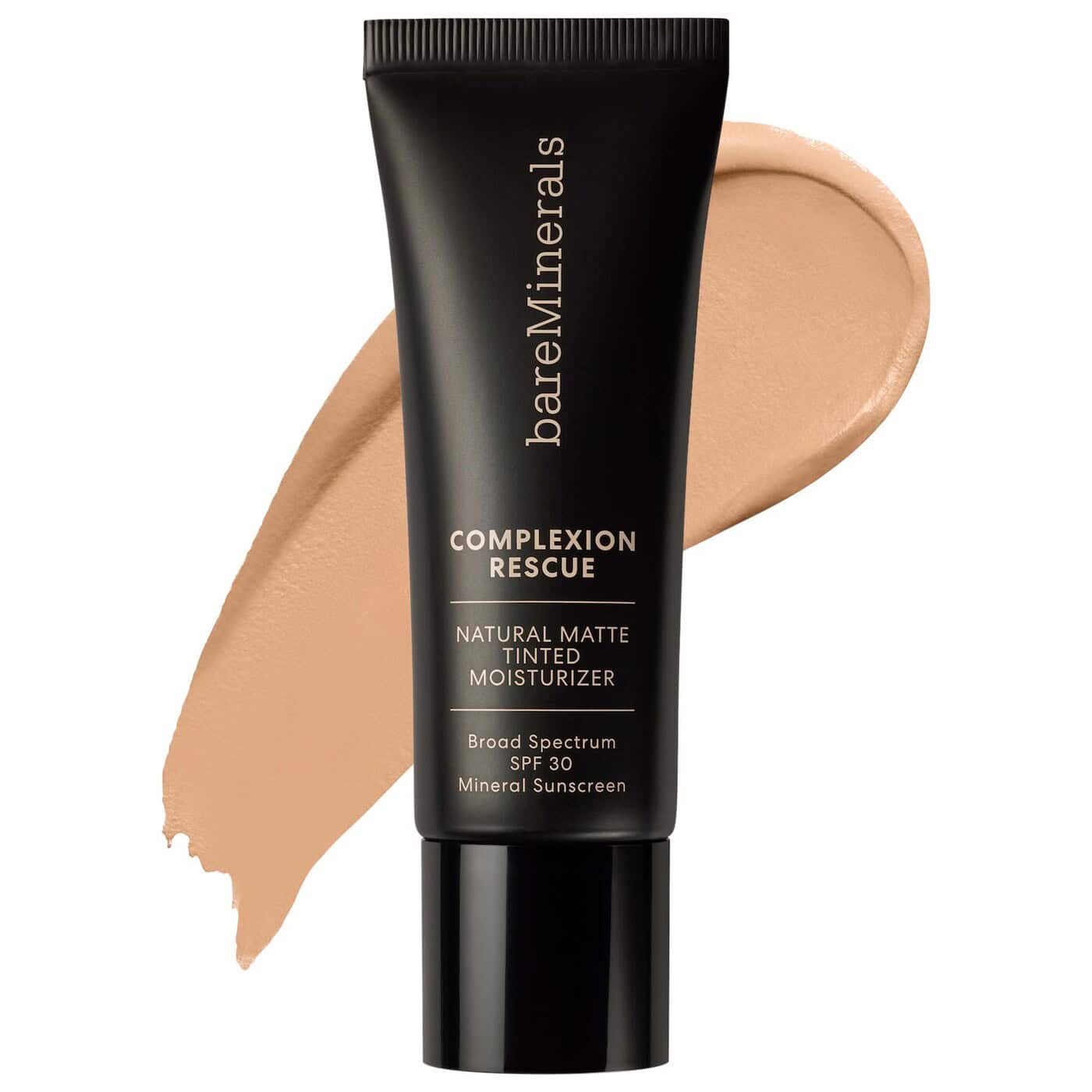 BareMinerals Complexion Rescue Natural Matte Tinted Moisturizer with Mineral SPF 30 in Suede 04 shade for hydrating, matte natural coverage