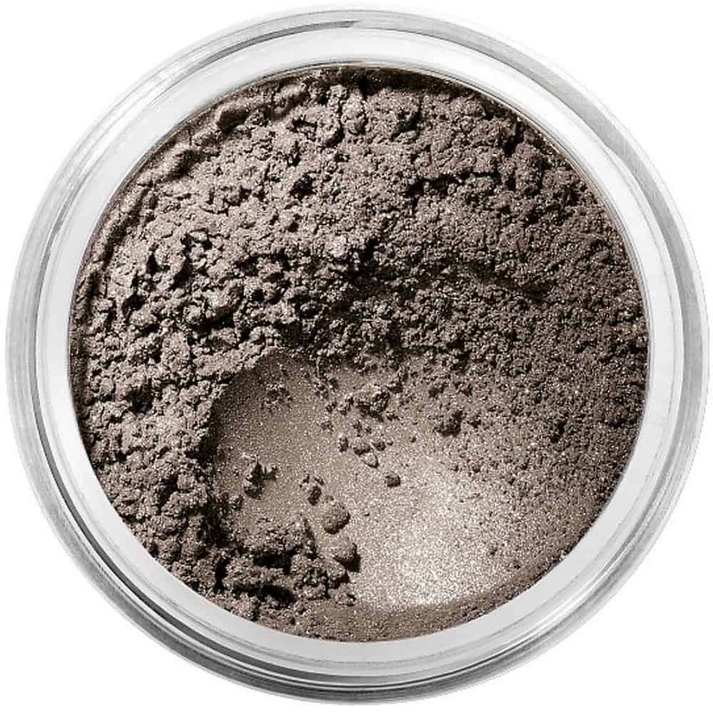 BareMinerals Loose Mineral Eye Color in Drama shade, a deep, smoky charcoal eyeshadow