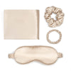 Blissy Dream Set Champagne with silk pillowcase and sleep mask for luxurious comfort and skin benefits