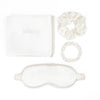 Blissy Dream Set White featuring silk pillowcase and sleep mask for smooth hair and glowing skin
