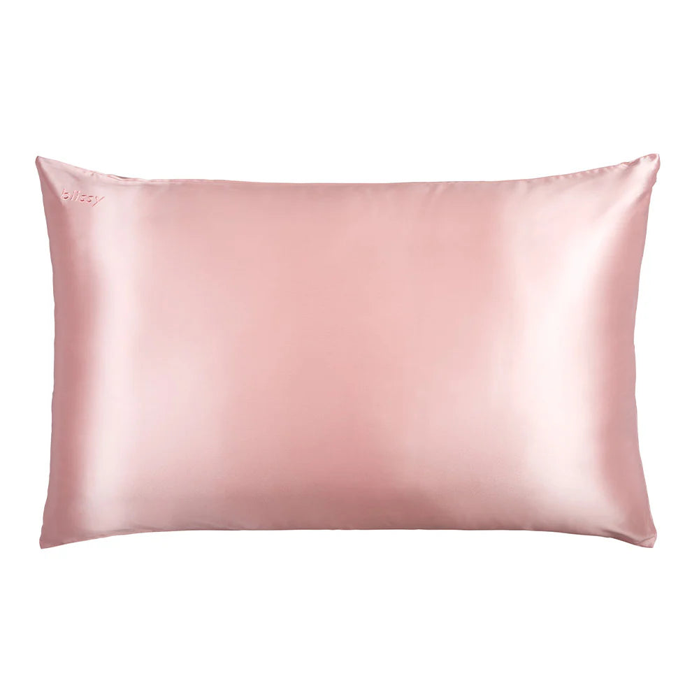 Blissy Standard Silk Pillowcase in Pink for frizz-free hair, soft skin, and a luxurious night’s rest