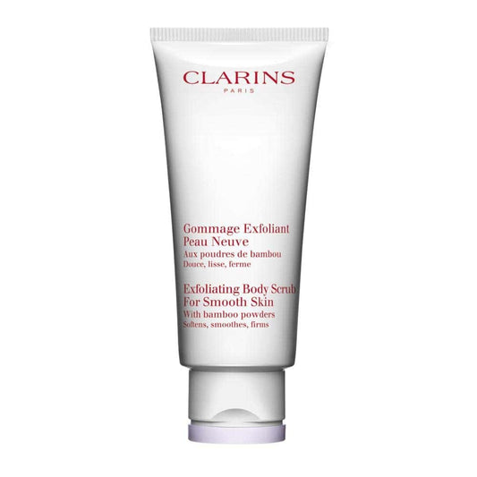 Clarins Exfoliating Gentle Body Scrub for Smooth Skin 6.9 oz tube with bamboo powders for soft, radiant skin