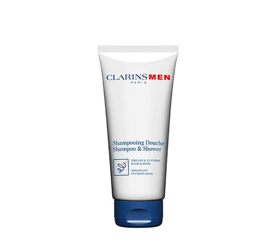 ClarinsMen Shampoo and Shower Gel 7 oz bottle for cleansing hair and body with a refreshing scent