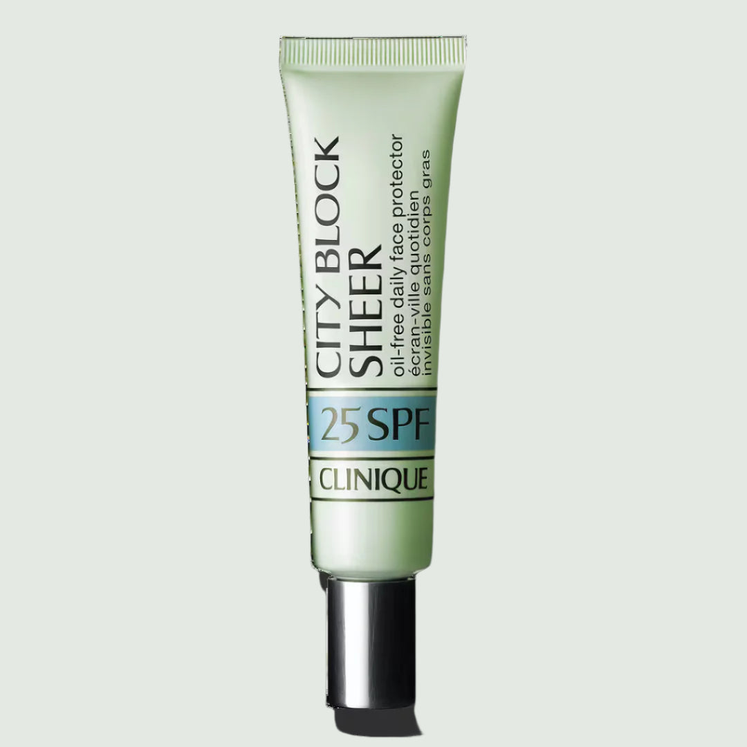Clinique City Block Sheer Oil-Free Daily Face Protector Broad Spectrum SPF 25, 1.4 oz tube for lightweight sun protection