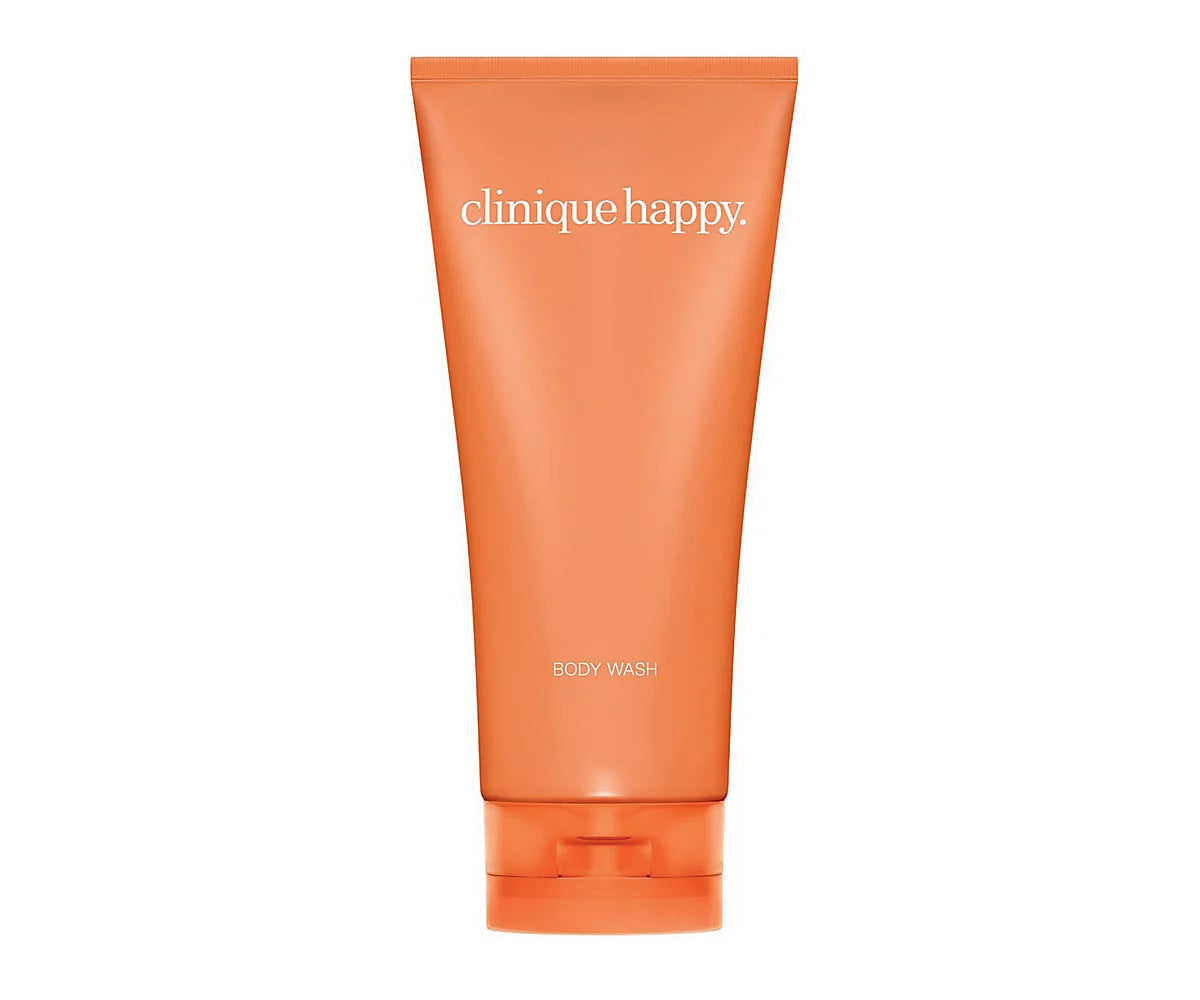 Clinique Happy Body Wash 6.7 oz bottle with a fresh, citrus floral scent for gentle cleansing