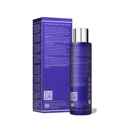 Bottle of Elemis De-Stress Massage Oil 100ml for relaxation and skin nourishment.