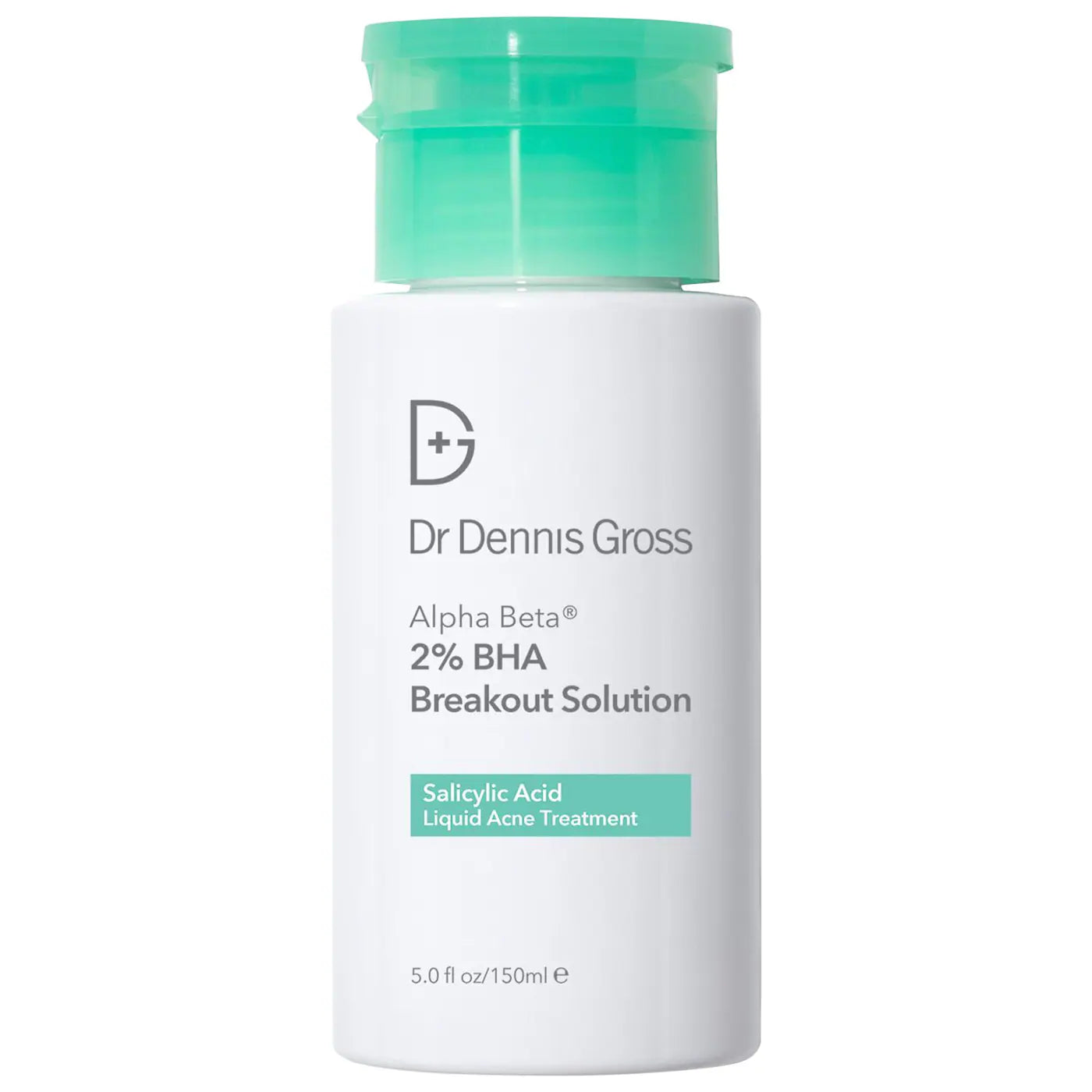 Dr. Dennis Gross Alpha Beta 2% BHA Breakout Solution 5.0 oz bottle for clearing and preventing breakouts