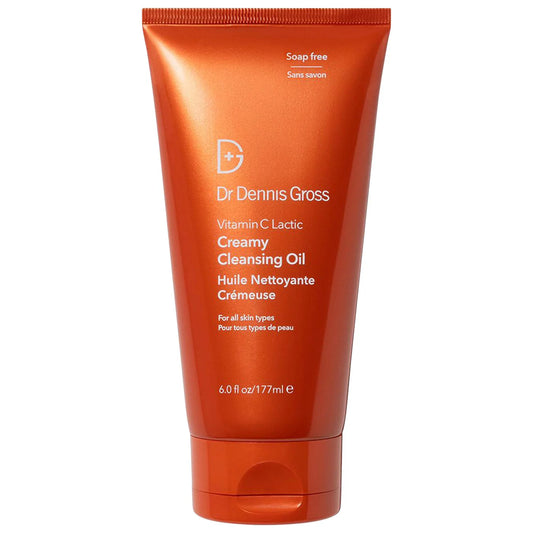 Dr. Dennis Gross Vitamin C Lactic Creamy Cleansing Oil 6.0 oz bottle for brightening and gently cleansing skin