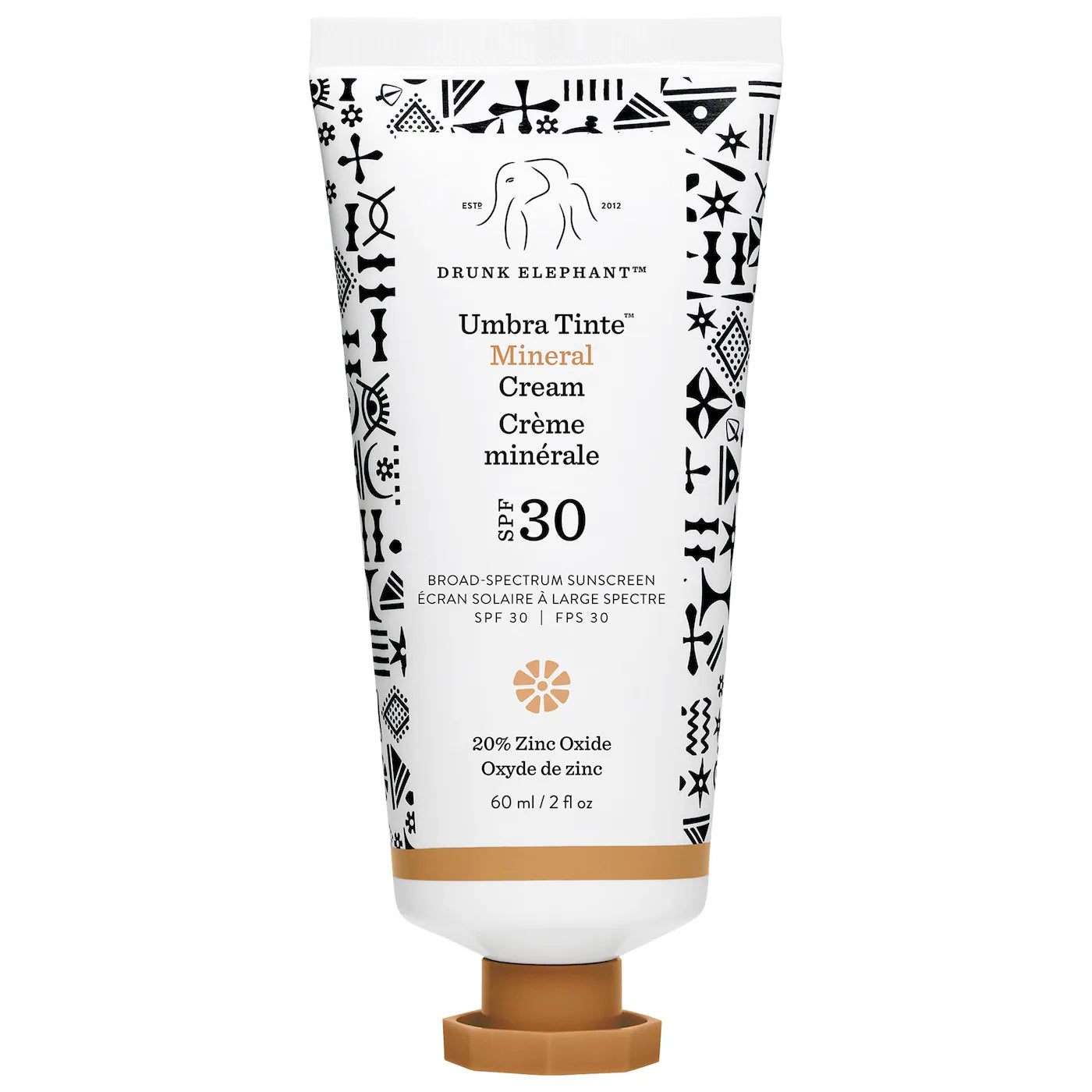 Drunk Elephant Umbra Tinte 100% Mineral Cream SPF 30 PA+++ Tinted Face Sunscreen 2 OZ for broad-spectrum sun protection and natural coverage