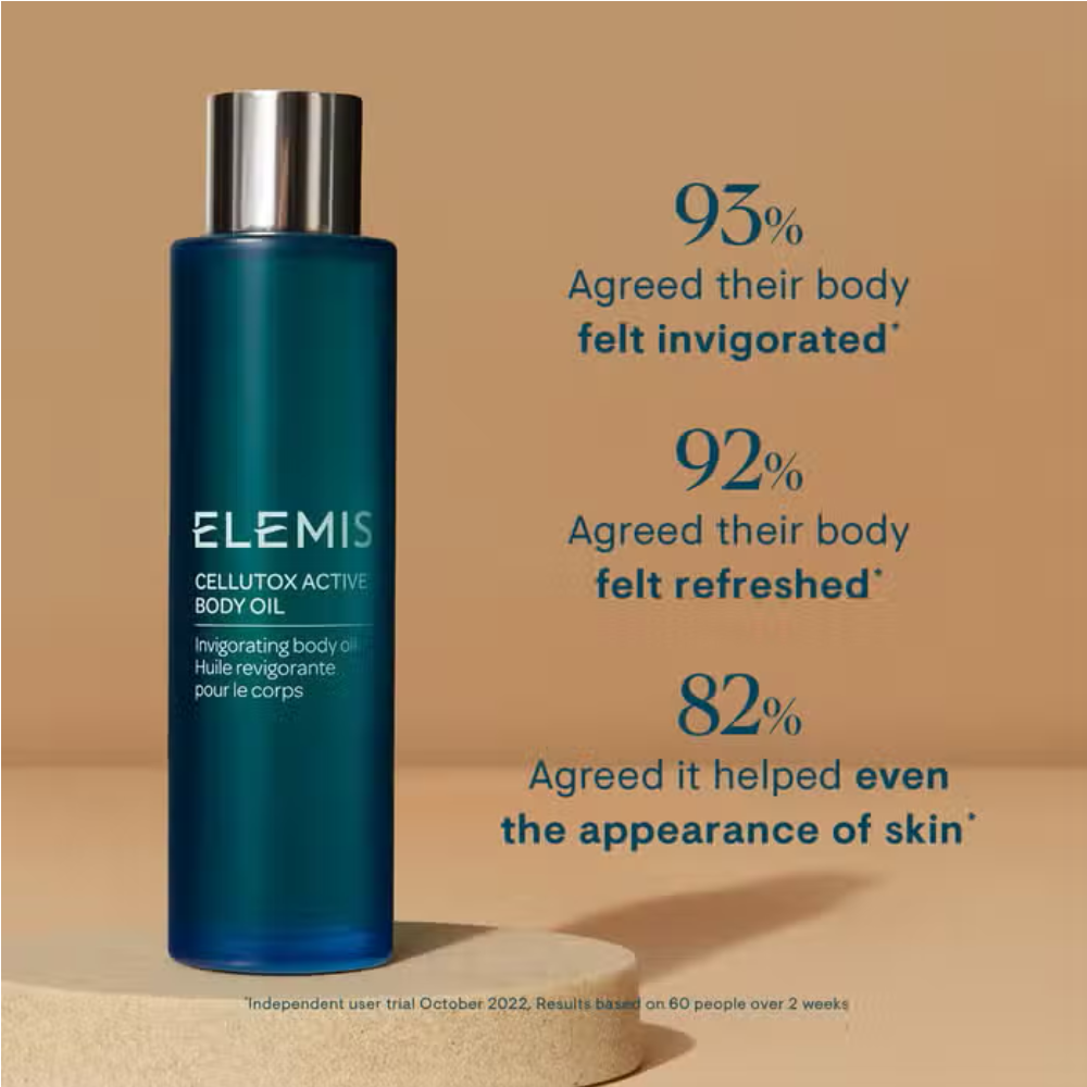 Elemis Cellutox Active Body Oil 100ml – invigorating body oil for smooth, toned skin.








