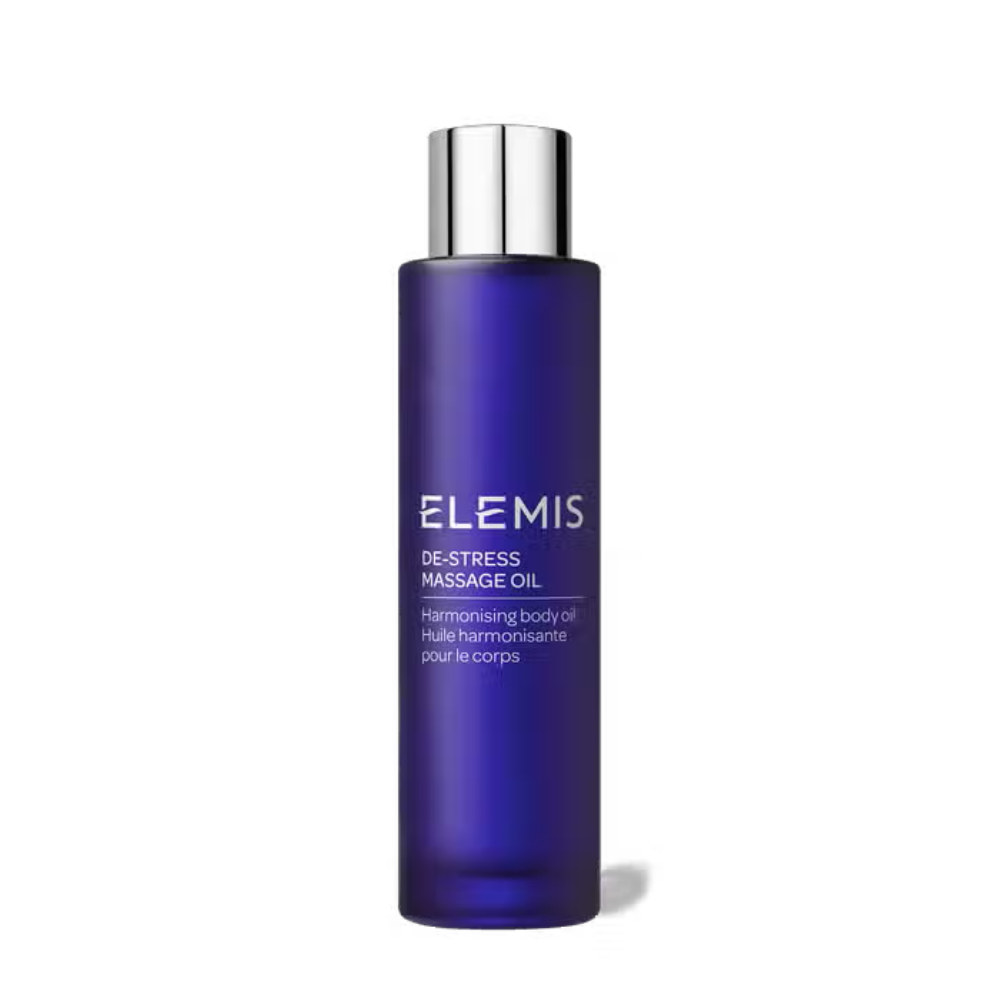 Elemis De-Stress Massage Oil 100ml for calming and hydrating skin.