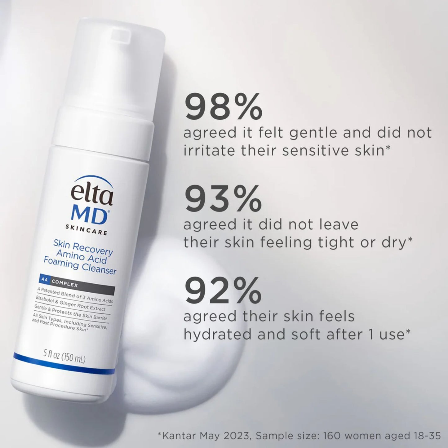 EltaMD Skin Recovery Amino Acid Foaming Cleanser 1 Oz tube on white background.