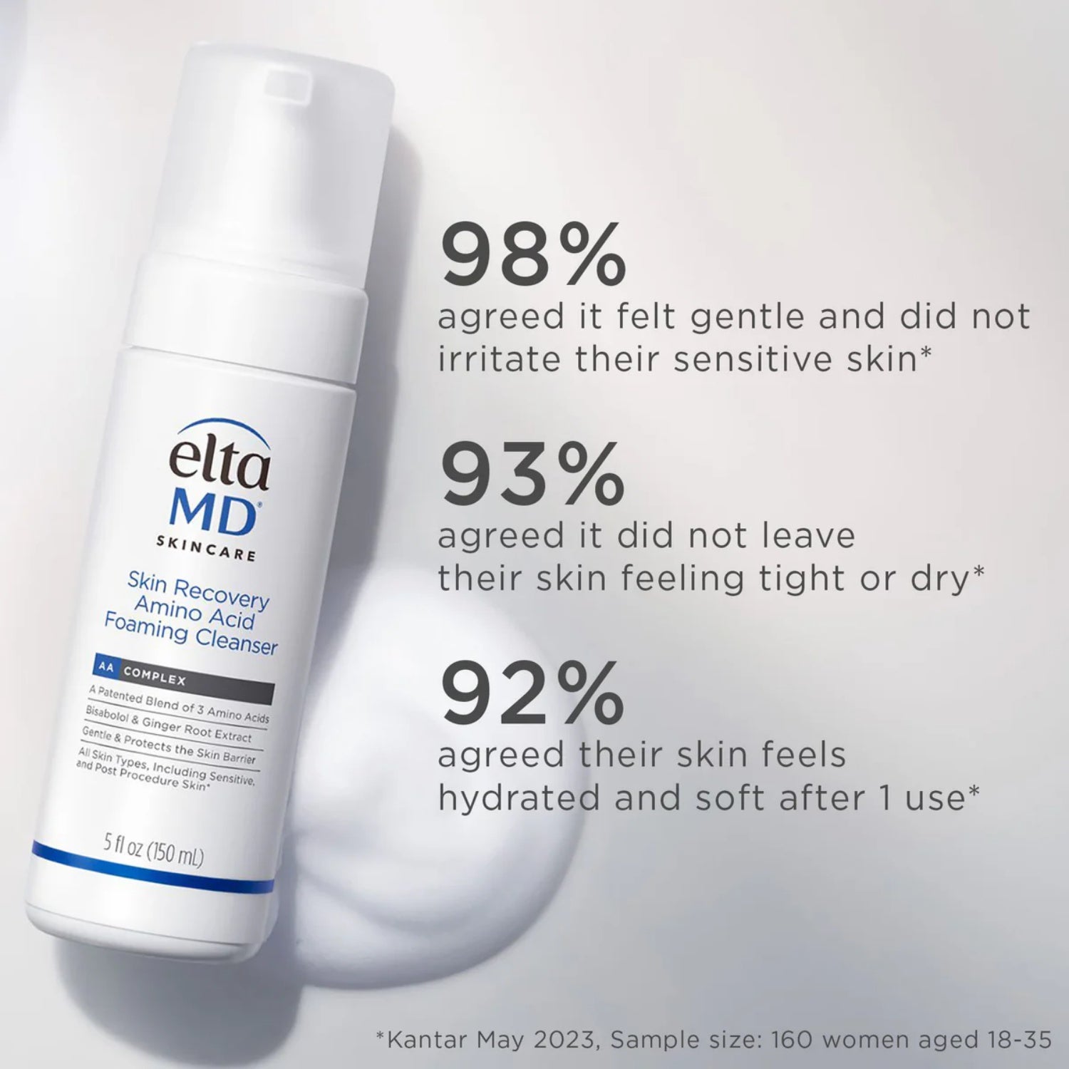 EltaMD Skin Recovery Amino Acid Foaming Cleanser 1 Oz tube on white background.