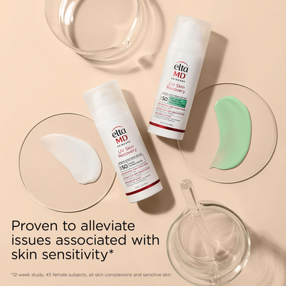EltaMD UV Skin Recovery Green Tint SPF 50 – reduces redness and protects with broad-spectrum sun defense.