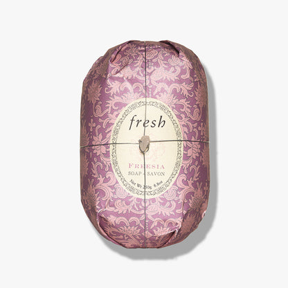 Fresh Oval Soap Freesia with elegant paper wrapping and floral scent