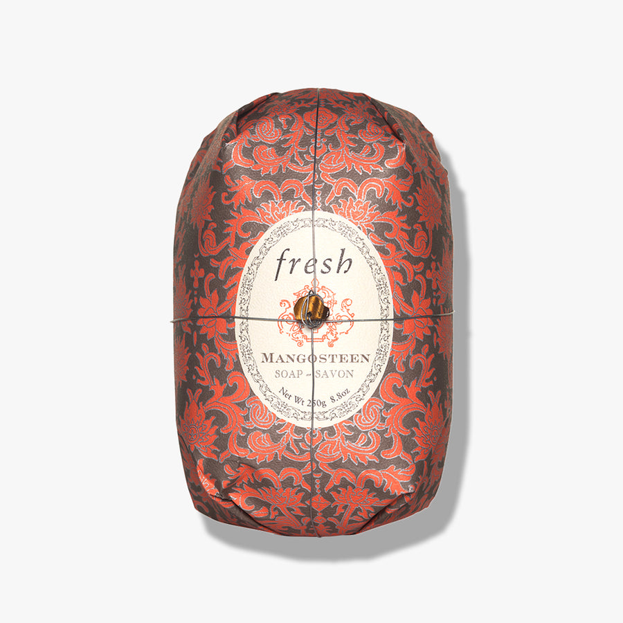 Fresh Oval Soap Mangosteen wrapped in signature paper with a fruity, exotic scent