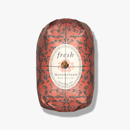 Fresh Oval Soap Mangosteen wrapped in signature paper with a fruity, exotic scent
