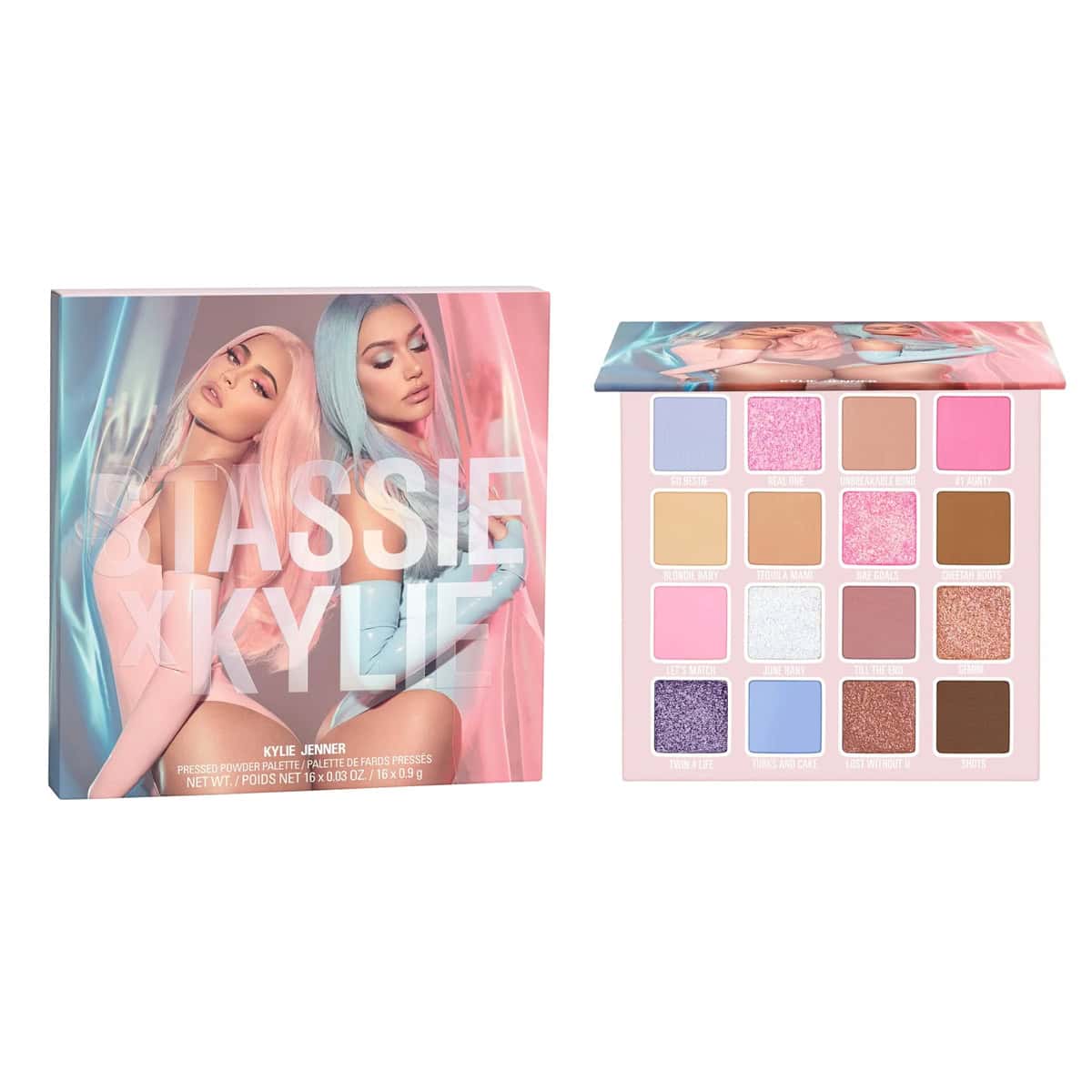 Kylie Cosmetics Stassie Collection Pressed Powder Palette with 16 shades, 0.03 OZ each for versatile makeup looks