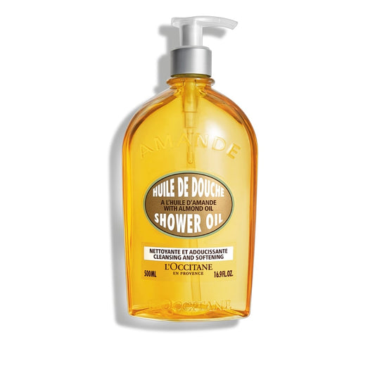 L'Occitane Almond Shower Oil 16.9 oz – nourishing cleansing oil for soft, smooth skin
