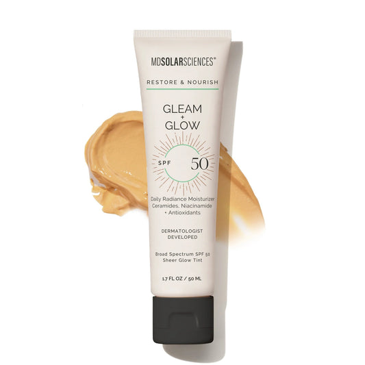 MDSolarSciences Gleam + Glow SPF 50 – radiant, protective sunscreen.