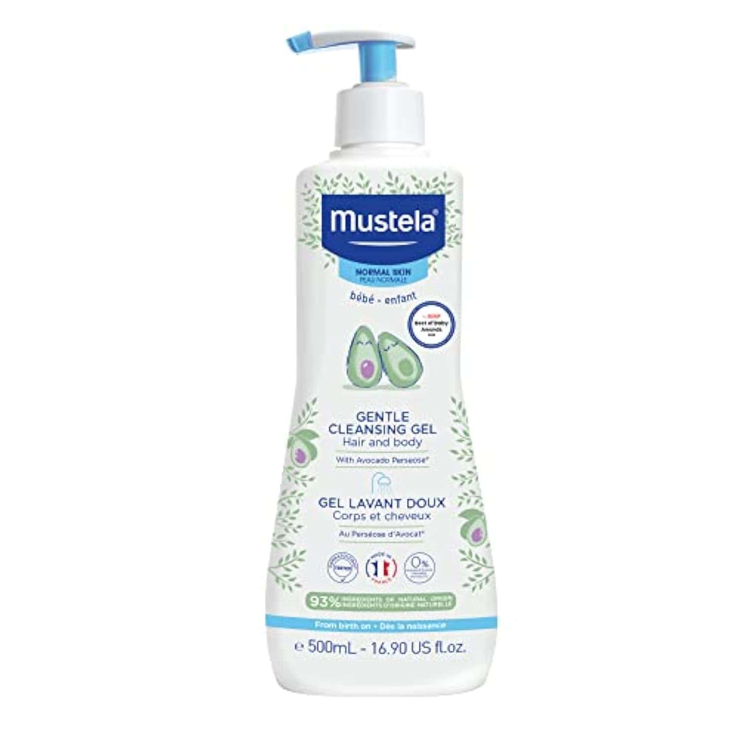 Mustela Gentle Cleansing Gel 16.90 OZ bottle for mild and effective baby skin cleansing
