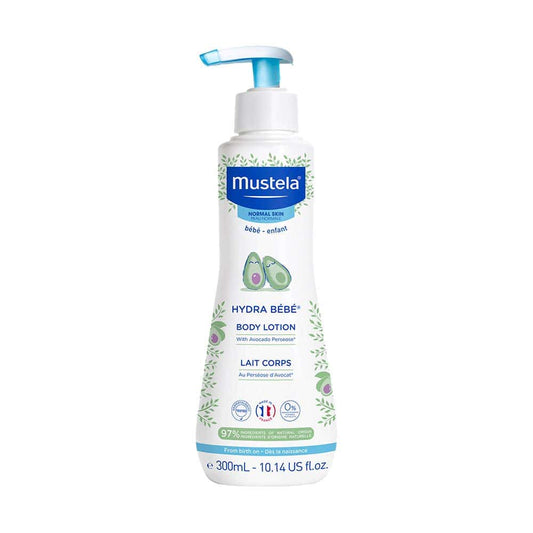 Mustela Hydra Bebe Body Lotion 10.14 OZ bottle for gentle baby skin hydration
