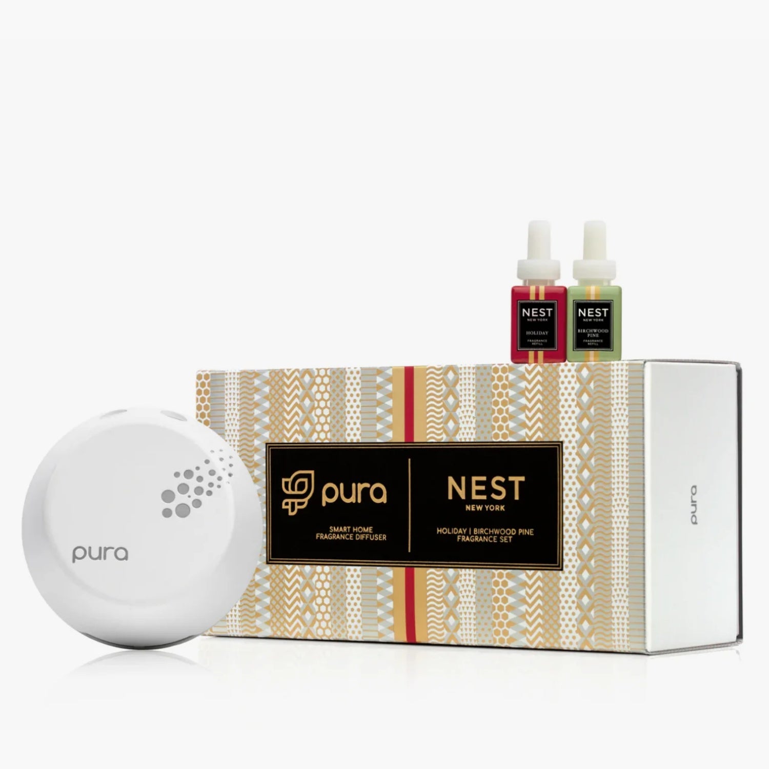 NEST New York Pura 3 Smart Home Fragrance Diffuser Set Birchwood Pine for a cozy, luxurious home scent experience.